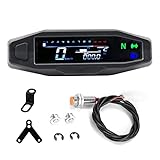 Shkalacar Motorrad Digitaler Tachometer, Drehzahlmesser mit 1-6 Gang LCD Display, Blinker, Hintergrundbeleuchtung, Kilometerzähler und Vergaser für die meisten Motorradmodelle(mit Stützen)