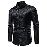 Minyiing 2022 Herrenhemd, kariert, lässig, Langarm, Knopfleiste, Slim Fit, Business, Herbst und Winter, lässig, atmungsaktiv, kreativ, Tops, Bluse, 19 - Schwarz, S