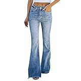 Briskorry Jeanshose Damen Bootcut Schlaghose,Hohe Taille Skinny Pants Mode Distressed Cargohosen Casual Frauen 90'S Flare High Rise Jeans Lässige Strecken Flared Bootcut Jeans Slim Fit Jeanshose