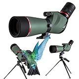 Gosky Spektiv, 20-60x60 Spektiv zur Vogelbeobachtung, BAK4 High Definition, abgewinkeltes Spektiv mit Stativ, Telefonhalterung, Tragetasche