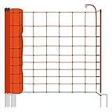 VOSS.farming Basic Schafnetz, 50m, 2 Spitzen, 108cm Netzhöhe, orange, Elektrozaun-Netz, Schweine, Ziegen, Lämmer, Geflügel