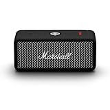 Marshall Emberton II tragbare Bluetooth Lautsprecher, kabellos, koppelbar, IP67 Staub und wasserfest, über 30 Stunden Spielzeit, Schnellladung, Innen- und Außenlautsprecher - Schwarz und Stahl