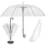 LOGAN & BARNES Durchsichtiger Regenschirm Hochzeit mit hochwertigem Echtholzgriff Ø120cm - Eleganter Großer Regenschirm 2 Personen Transparent XXL - Modell CARDIFF