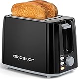 Aigostar Toaster,7 Einstellbare Bräunungsstufe + Auftau- & Aufwärmfunktion,2 Breite Toastschlitze,750W, Sandwichtoaster Schwarz
