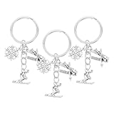 OFFSCH 3 Stück Skischlüsselanhänger aus Zinklegierung Robuster Sport Anhänger für Skirucksack Praktischer Schlüsselhalter für Skifahrer und Outdoor