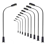 Evemodel 10 Stück Spur Z 1:200 Modell Lampe Peitschenlampen Straßenlampen Flexible Höhe Beleuchtung Leuchte Modellbau Dekor (warm weiß)