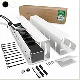 UNITURE® Kabelkanal Schreibtisch [DEKRA Zertifiziert] - 2er Set Kabelmanagement Schreibtisch - 2x40cm Kabelhalter Schreibtisch - Kabelführung Schreibtisch - Cable Management Under Desk - Weiß