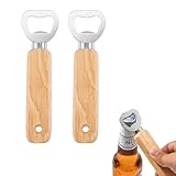 2 Stück Flaschenöffner Holz, Tragbare Bierflaschenöffner für Getränke, Holzgriff Bier Flaschenöffner, für Startseite, Pub, Outdoor, Großes Geschenk für Männer