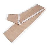 Tischläufer aus Jutestoff, Tischdecke mit Spitzenkante, Basteln, Hochzeit, Zuhause, Tischdekoration, Elegantes, minimalistisches Design, perfekt für ländliche Hochzeit, Party,