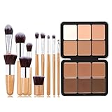 Contouring Palette, MKNZOME 12 Farben Concealer Palette mit Make Up Pinselsets Color Corrector Concealer Makeup Palette Schminke Geschenk für Frauen und Mädchen