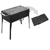 Holzkohlegrill Klappbar aus Stahl (2mm) inkl Grillrost - Grill Mangal für 8 Spieße für Schaschlik, BBQ (Klappgrill)