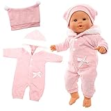 Miunana Kleidung Overall Outfits für Baby Puppen, Puppenkleidung 35-43 cm Pink