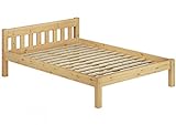 Erst-Holz® Doppelbett Massivholzbett 140x200 Kiefer Natur Futonbett Einzelbett Rollrost 60.38-14