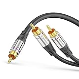 Sonero® Premium Cinch Audiokabel, 1x Cinch Stecker auf 2x Cinch Stecker 2,00m, vergoldete Kontakte, schwarz