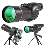 Spektiv für Zielschießen - HD Spektiv mit Stativ Tragetasche & Smartphone Halterung - BAK4 Spektiv für Vogelbeobachtung Jagd Wildtierbeobachtung (GN0031Z-60B)