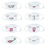 TOPEREUR 4/5/6/8/10 Stück Mundschutz Anime Cartoon Maske Unisex Baumwolle Anti-Staub Mode Kawaii süße mundschutz Wiederverwendbare Emotionsmaske schwarz mit Motiv