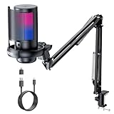 BBeiyy Gaming Mikrofon PC mit Arm RGB, Microphone für Streaming Podcast Studio, Abtastrate 192kHz, Mikrofon für PS4 PS5 MAC, EIN-klick-Stummschaltung, Popfilter