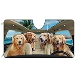 Auto Sonnenschutz Retriever Labrador Schattenspender Visier Faltbare Autozubehör Sonnenschutz Frontscheibe Sonnenblende Für Meisten Fahrzeuge, Cars, Lkws, 76x140cm