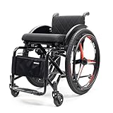 Selbstfahrender Sportrollstuhl,Multifunktionaler manueller Rollstuhl, Superleichter Rollstuhl mit Aluminiumrahmen,Faltbarer Transportrollstuhl,Belastbarkeit 100 Kg(Seat Width 38cm/15in,Black)