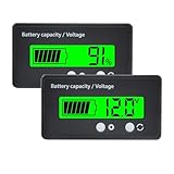 VOKTTA Batterie Messgerät Meter mit Alarm DC 12V 24V 36V 48V 60V 72V 84V Front-Einstelltaste LCD-Display hintergrundbeleuchtet Batterie Kapazität Spannung Voltmeter Monitor(Grün)