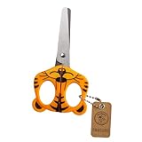 Lulubug Kinderschere ab 3 Jahre, Tiger | Für Rechtshänder | Abgerundete Sicherheitsklinge, rostfreier Edelstahl | 13cm Länge, Klinge 7,5cm | bis zu 25 gestapelte Papier-Blätter schneiden