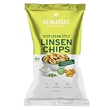 HEIMATGUT® Bio Linsen-Chips Sour Cream Style | Vegane Chips aus Linsen | Healthy Low-Carb Snack | Glutenfrei & Ohne künstliche Zusätze | Mehr als 10g Eiweiß Pro 100g (7 x 75g)