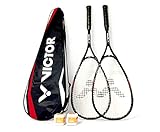 VICTOR Squashset: 2X Squashschläger Magan Core Black Deluxe Edition + 2 Squashbälle + 1 Schlägertasche; erhältlich áuch als Einzelschläger (Set)