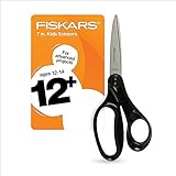 Fiskars 17,8 cm lange Schülerschere für Kinder im Alter von 12–14 Jahren, Schere für Schule oder Handwerk, Schulbedarf, Schwarz