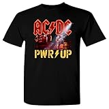 AC/DC PWR UP Herren-Shirt - Power Up Fan-Shirt - 100% Baumwolle - Langlebig und robust - Rundkragen - Kurzarm - Schwarz - L