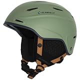 GLAMVILLA Skihelm Snowboardhelm für Damen/Herren, Verstellbar Unisex Schutzhelm für Skifahren/Snowboarden,Schneesporthelm mit Verstellbares Belüftungssystem (L, Grün)