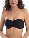 MELENECA Damen Trägerloser BH - Bügel,Ohne Einlagen,Große Größe Minimizer Bandeau BH Schwarz 80C