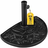 Deuba® Sonnenschirmständer halbrund Balkon Terrasse 9 kg Blumen Design schwarz Gussoptik wetterfest Schirmständer Balkonschirm Terrassenschirm Ständer