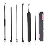 Mitesserentferner Komedonenquetscher Kit, Akne Mitesser Tools Blackhead Remover Pinzetten-Set aus Edelstahl für Gesichtsfehler, Geeignet für Frauen und Männer (6PCS)