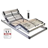 RehaSleep Elektrischer Lattenrost – Fertig montiert – Made in Germany – Elektrisch verstellbar mit Funkfernbedienung – 7-Zonen (120X200cm)
