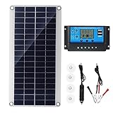 Solarmodul, 300 W, 18 V, monokristallines Solarmodul-Set, tragbar, flexibel, Solarmodul, Solar-Batterie-Ladegeräte für Wohnmobil, Boot, Auto, Solargenerator, Laptop, Smartphone usw., mit 60