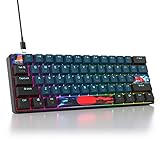 SOLIDEE mechanische gaming tastatur 60 prozent,61 Tasten kompakte mechanische tastatur RGB Hintergrundbeleuchtung,60 prozent tastatur mechanisch QWERTY,Roter Schalter für Win/Mac PC Laptop(61 Monstor)