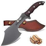 Freelander Machete Outdoor Messer Survival, 4Cr13 Stahl Full Tang Jagdmesser Feststehende Klinge Holzgriff, Bushcraft Camping Messer mit Scheide, Machete Scharf Echt für Garten, Geschenk für Männer