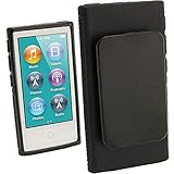 igadgitz U2064 Schwarz Kristall Gel Tasche TPU Schutzhülle Etui mit integriertem Sport Clip + Displayschutzfolie Kompatibel mit Apple iPod Nano 7 Gen