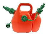 SECURA Doppelkanister für Motorsägen 6L + 2,5L Kombikanister mit Einfüllsystem | Einfüllstutzen Kanister Kettensäge für Sonderkraftstoff Motorsäge | Kettensäge Benzin Zubehör Forst Zubehör