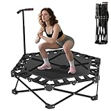Fitness Trampolin, 106 cm Klappbar Mini Trampolin Indoor mit 3-Fach Höhenverstellbarem Griff, X-Rahmen für Extra Stabilität, 200 kg Tragkraft, Trampoline Klein für Kinder Zuhause & Training