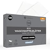 Cosmeau Waschmittel Blätter für Schwarze und Dunkle Wäsche - Meeresbriese - bis zu 120 Waschgänge (60 Blätter) - Nachhaltige Waschmittelblätter - Plastikfrei & Perfekt als Reisewaschmittel