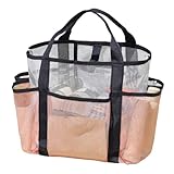 Générique Netz | Große Reisetasche aus Mesh – Organizer für Strandurlaub für Badebekleidung, Hüte, Sonnenbrille, Creme, Rosa, Se référer au descriptif