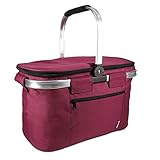 Navaris Thermo Einkaufskorb Kühltasche faltbar - 27L Kühlkorb Picknickkorb Isolier Korb - 43x26cm Einkaufstasche Coolerbag auslaufsicher in Rot