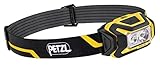 PETZL ARIA 2R, kompakte, langlebige, wasserdichte Stirnlampe mit wiederaufladbarem Akku, 600 Lumen, schwarz/gelb, Weiß