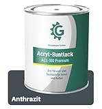 Grundmann Acryllack - 3 Kg in Anthrazit-Grau (RAL 7016) - Buntlack auf Wasserbasis - Für Holz, Metall & Beton