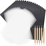 TUPARKA 150 Blatt Kohlepapier und Transparentpapier mit 5 Stück Embossing-Stiften, Stift-Werkzeugen, schwarzes Carbon-Transferpapier für das Zeichnen auf Holz