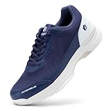 FitVille Extra Weit Tennisschuhe Herren rutschfest Hallenschuhe Atmungsaktiv Badminton Schuhe Bequemen Fitnessschuhe Blau/Weiß 46 EU X-Weit