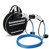 Gruensauber Typ 2 Ladekabel für EV/Elektroautos/PHEV, 7.2kW, 32A, 10 Meter, Einphasig Mode 3 Typ 2 auf Typ 2 Ladekabel mit Tragetasche,Geeignet für Model Y/3/S/,i3,Zoe,ID.3,ID.4,E-Tron,e-208