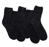 TOCONFFON Damen Kuschelige Flauschige Socken Weiche Socken Plüsch Socken 5 Paar(Schwarz)