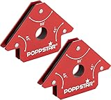 Poppstar Schweißmagnet klein 2er-Set/Magnet-Schweißwinkel mit Haftkraft 11,3 kg, Winkelmaße 45°, 90°, 135°